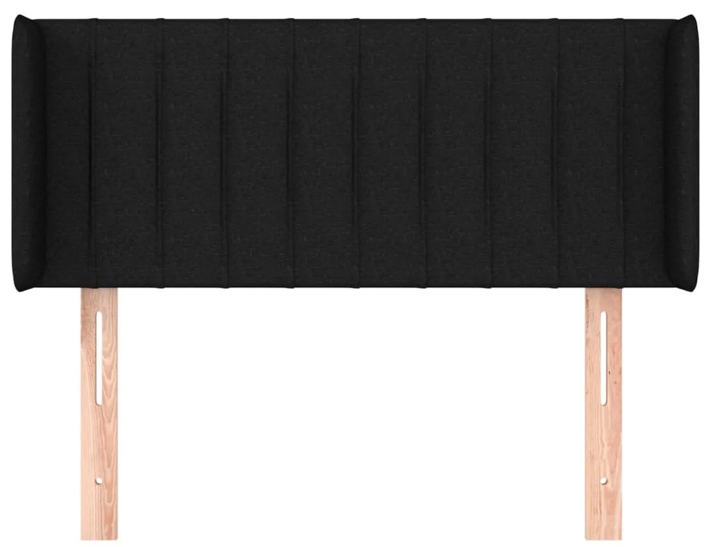 Testiera ad orecchio nera 93x16x78/88 cm in tessuto