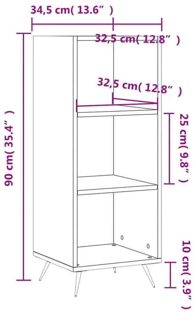 Scaffale Grigio Cemento 34,5x32,5x90cm Legno Multistrato