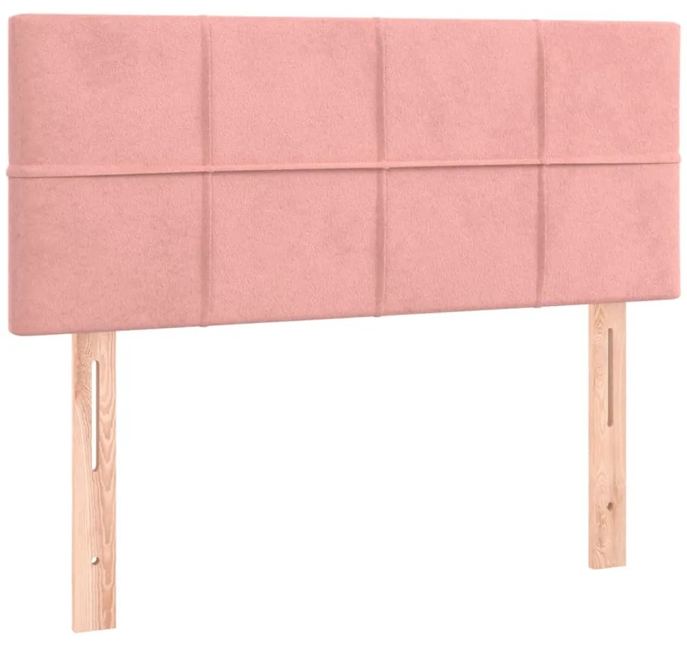 Letto a Molle con Materasso e LED Rosa 90x190 cm in Velluto