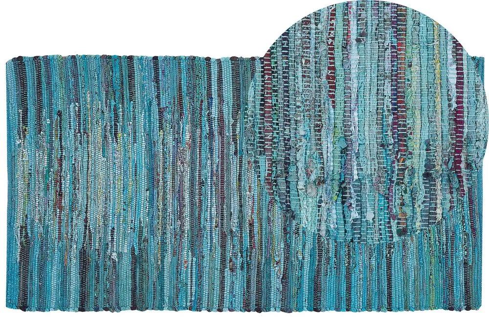 Tappeto azzurro in cotone 80 x 150 cm MERSIN Beliani