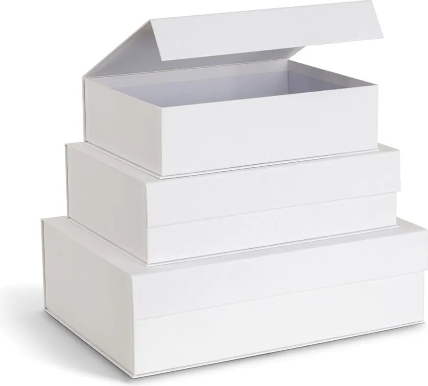 Scatole in set con coperchio/decorative bianche in cartone 3 pz 42,5x29,5x13 cm Kian Paper Laminate – Bigso