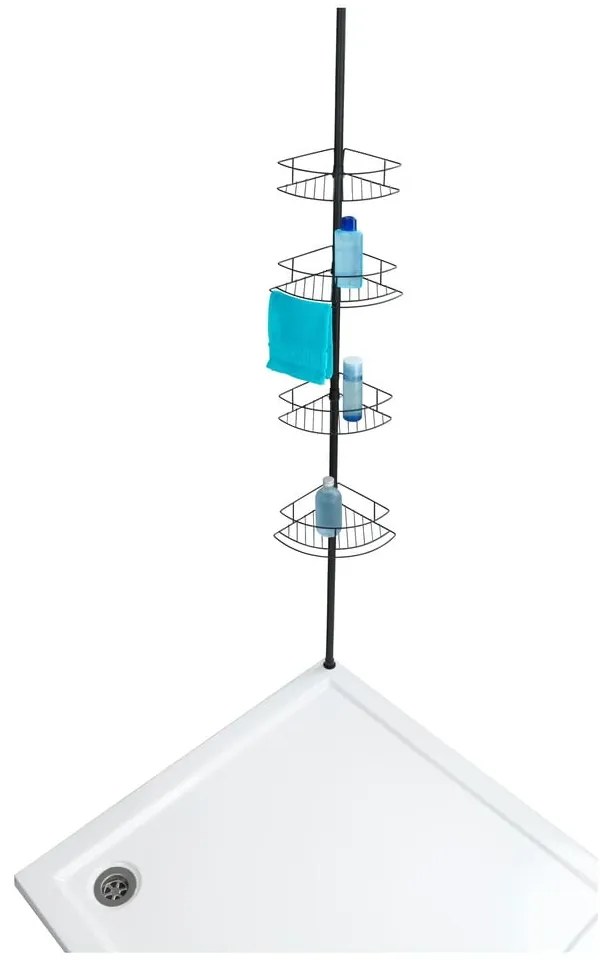 Mensola angolare telescopica nera per doccia , 23 x 31 cm Dolcedo - Wenko