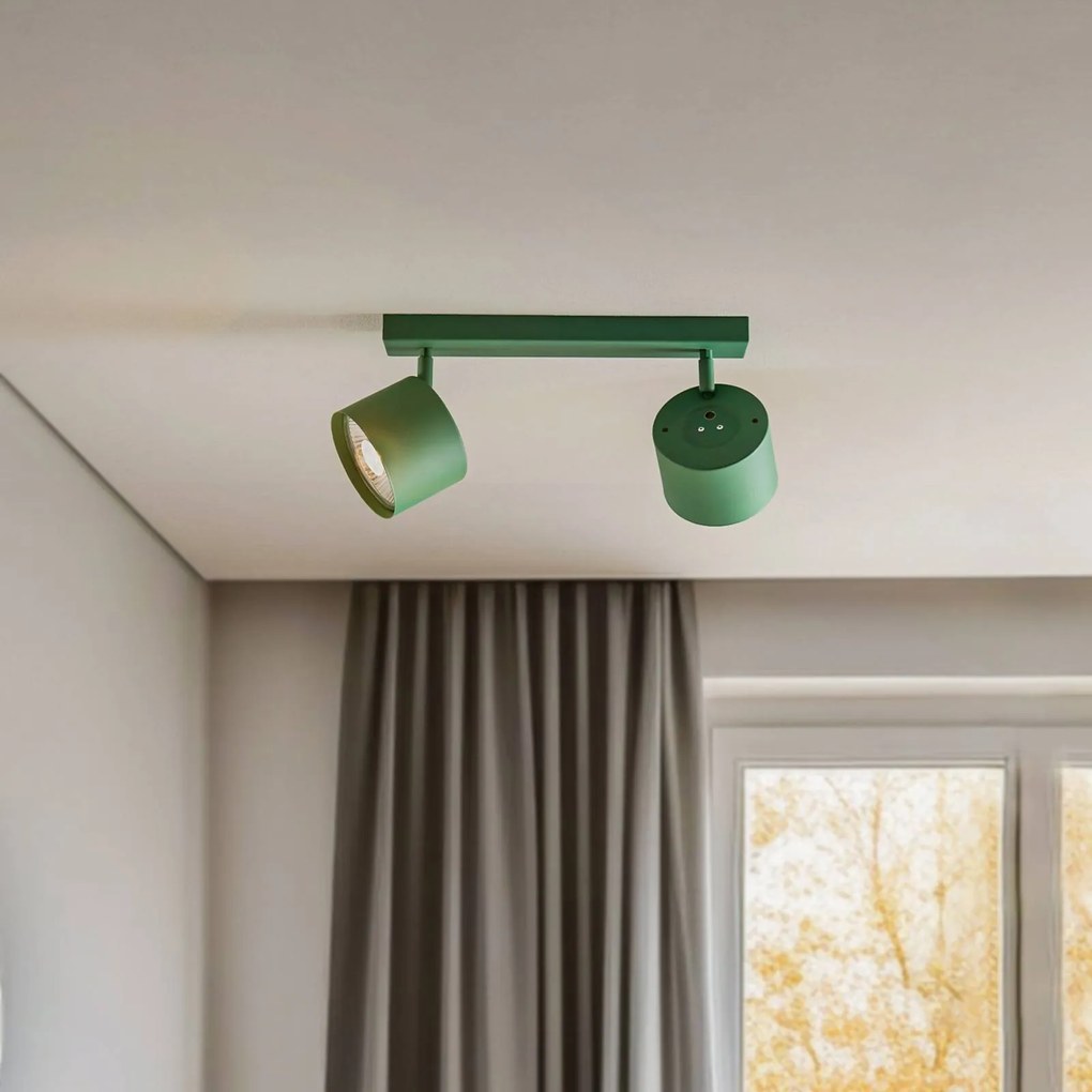 Argon Faretto da soffitto Chloe orientabile a 2 luci, verde