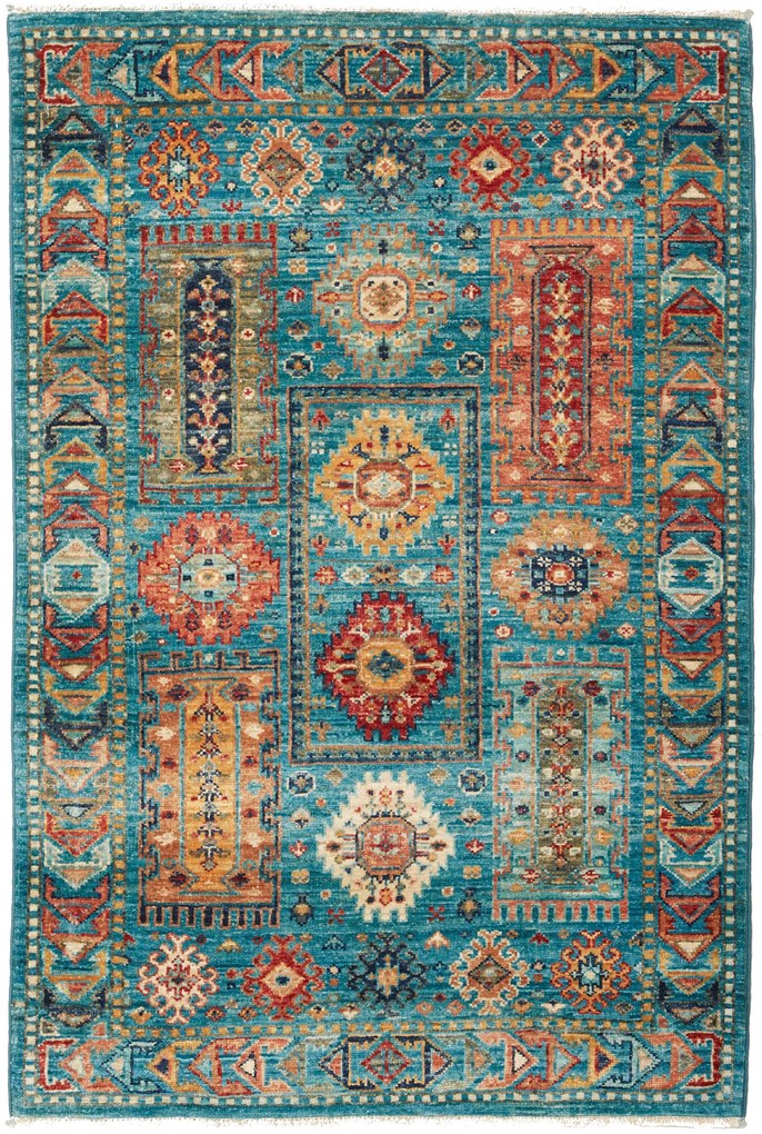 Samarkand Tappeto 120 x 80 Blu (Pakistan) Annodato A Mano