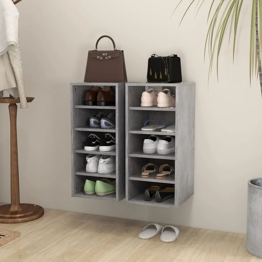 Scarpiere 2 Pz Grigio Cemento 31,5x35x70 Cm İn Truciolato /