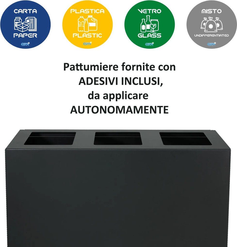Mobile per Raccolta Differenziata 4 Scomparti 240 L 120x30x96 cm in Acciaio Verniciato Corten...