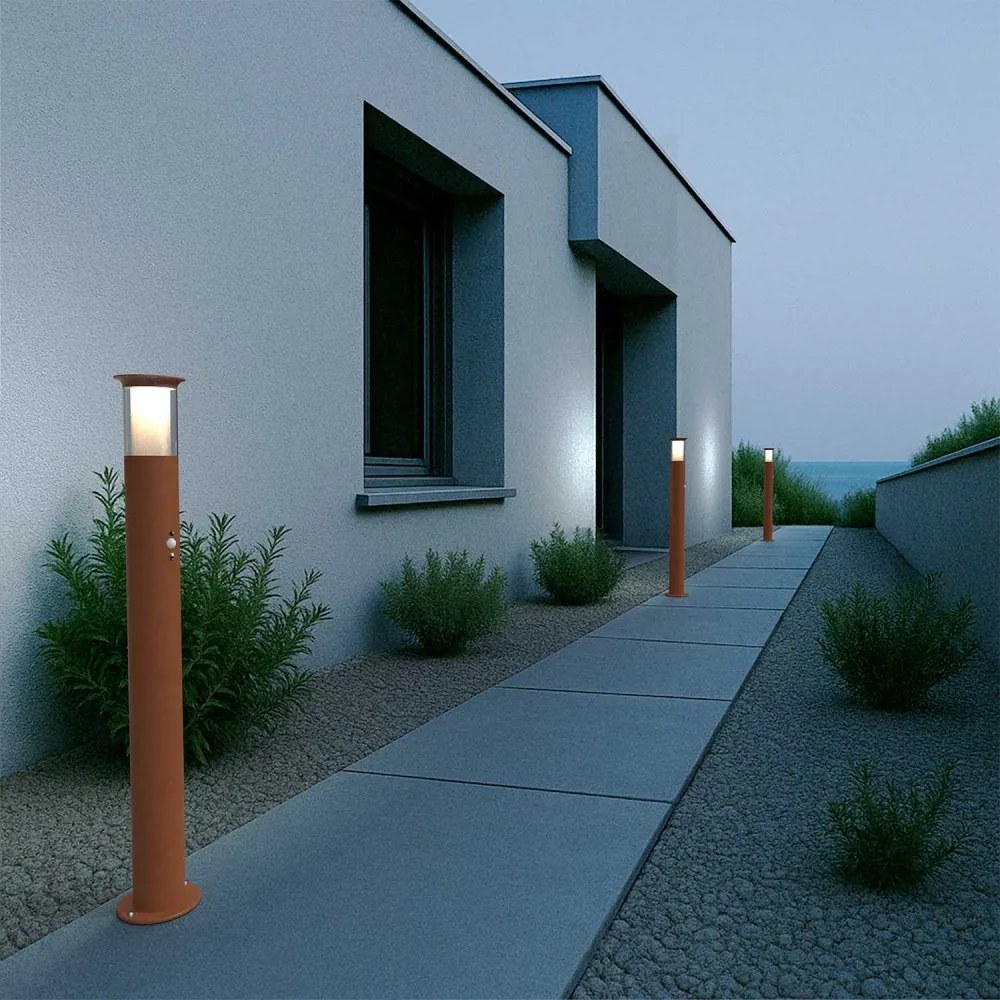 Paletto Solare 80cm in Acciaio Corten con Sensore Movimento e Picchetto Colore Bianco Naturale 4.000K
