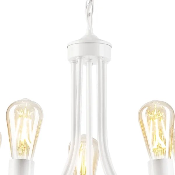 Lampadario a sospensione con catena GINA 5xE27/60W/230V bianco