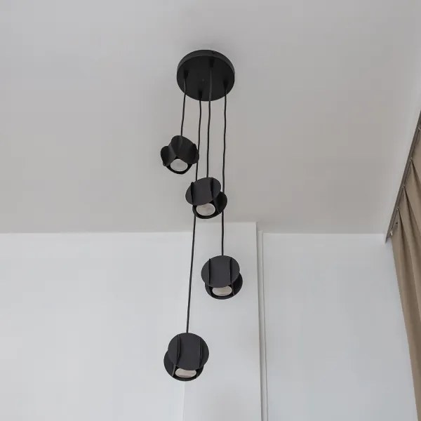 Lampadario a sospensione con cavo GAMBIT 4xGU10/10W/230V nero