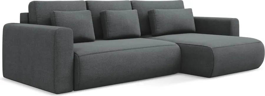 Divano angolare grigio scuro allungabile/con contenitore (con penisola a destra/con chaise lounge) Kapua – Makamii