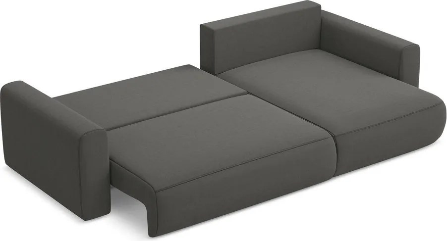 Divano angolare grigio scuro allungabile/con contenitore (con penisola a destra/con chaise lounge) con rivestimento in velluto Kapua – Makamii