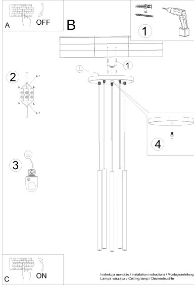 Sollux SL.1528 - Lampadario a sospensione con filo PASTELO 5xG9/8W/230V rosso