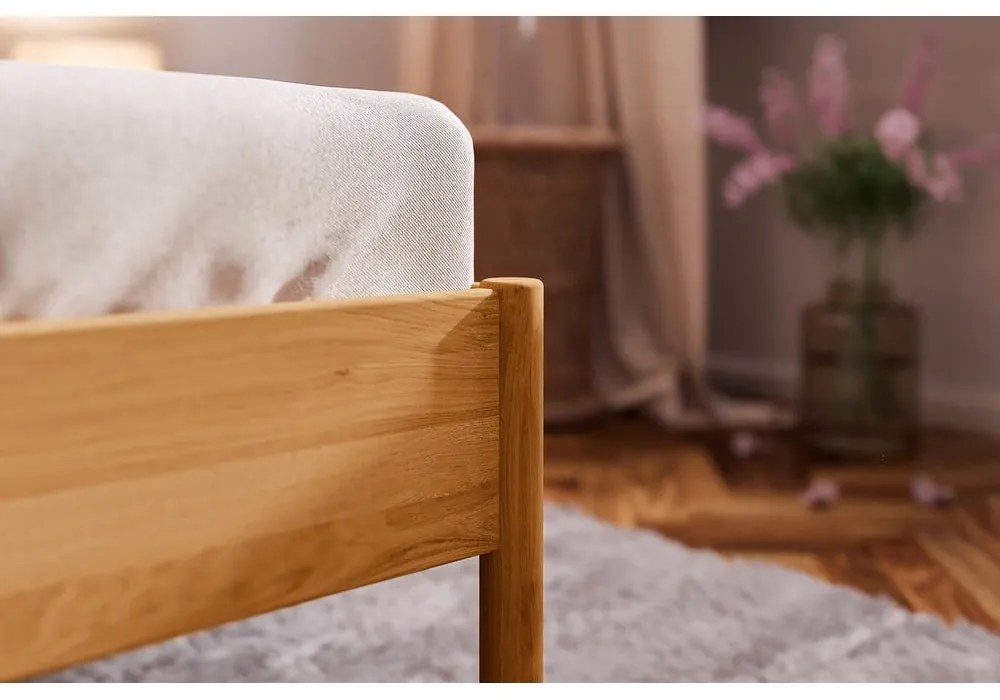 Letto matrimoniale in rovere con testiera imbottita 140x200 cm Pola - The Beds