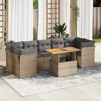 Set Divano da Giardino 8 pz con Cuscini Beige in Polyrattan 3326901