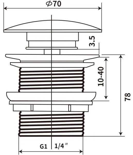 COMAD CLICK-CLACK T201M-B12-3-Scarico del lavandino CLICK-CLACK diametro 7 cm opaco nero