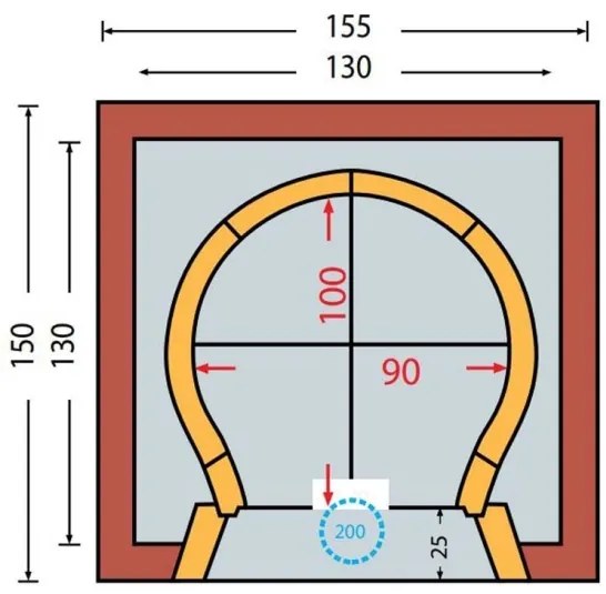 Forno a legna prefabbricato 100 x 90 cm con cappetta mod. Piemonte Di Fiore Forni