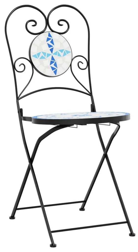 Set da bistrot con mosaico blu e bianco in ferro e ceramica