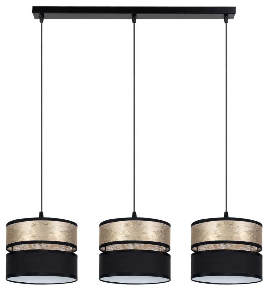 Lampadario a sospensione con filo LIMA 3xE27/60W/230V oro/nero