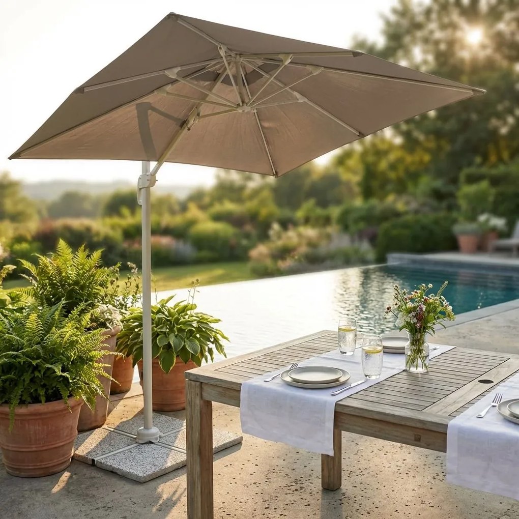 BACTRUS - ombrellone da giardino decentrato 3 x 3 m