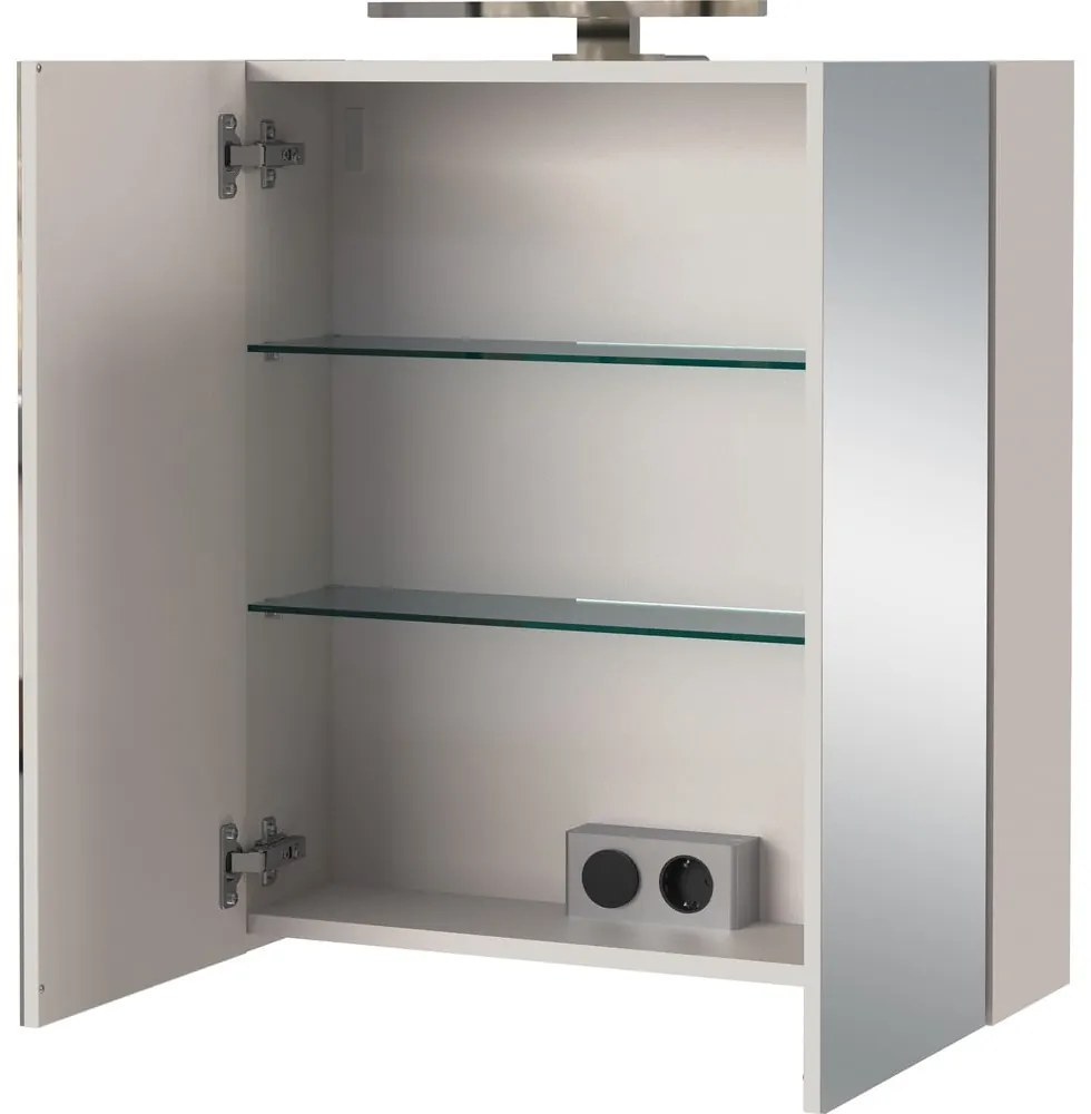 Mobile per bagno color crema da appendere e con specchio 60x71 cm Arcena – Germania