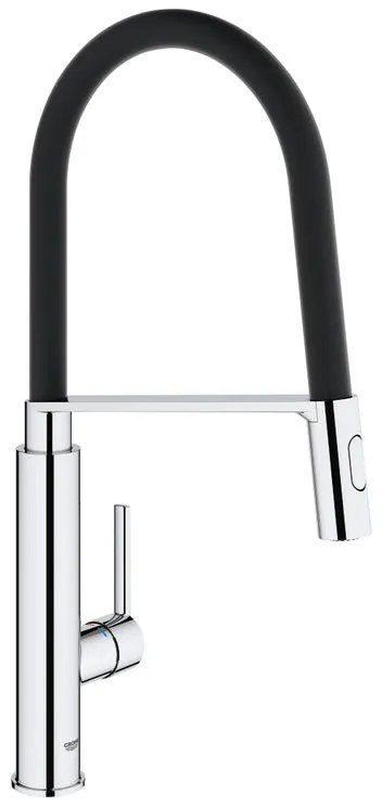 Rubinetto da cucina con doccetta a collo di cigno Feel argento nero cromato lucido GROHE