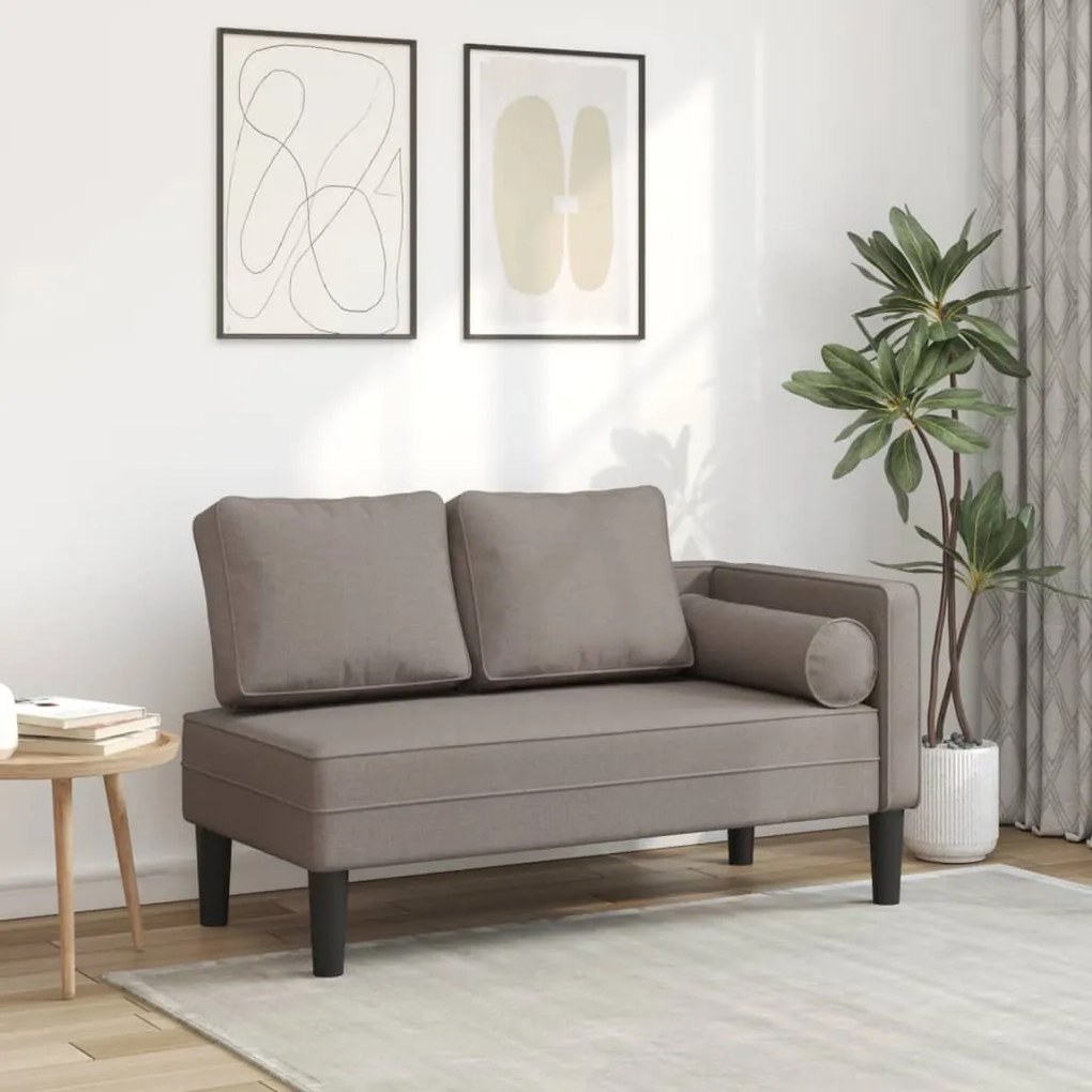Chaise Longue Con Cuscini Tortora İn Tessuto /