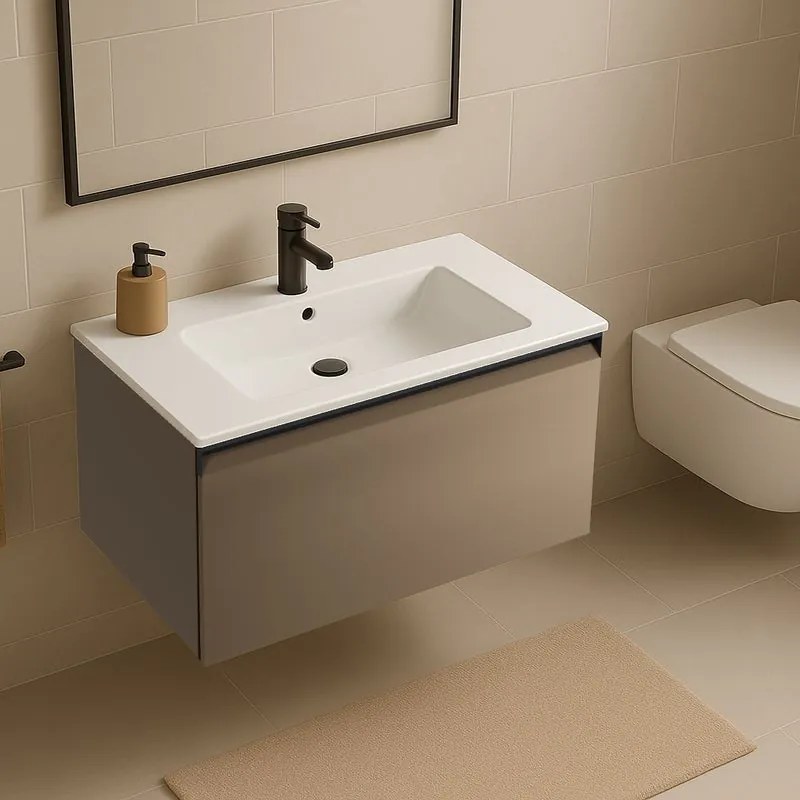 Mobile da bagno sospeso sotto lavabo Fusion 1 cassetto  L 79.5 x H 40 x P 45.5 cm bronzo