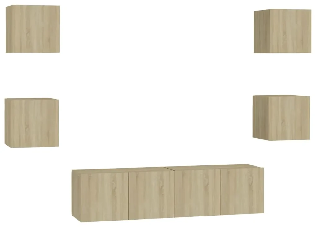 Set mobile porta tv 6 pz rovere sonoma in truciolato