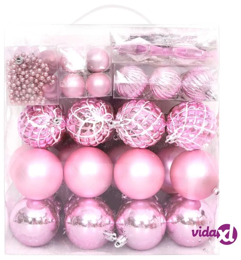 vidaXL Set Addobbi di Natale 65 pz Rosa/Rosso/Bianco