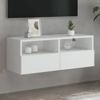 Mobile TV a Parete Bianco 80x30x30 cm in Legno Multistrato 836868