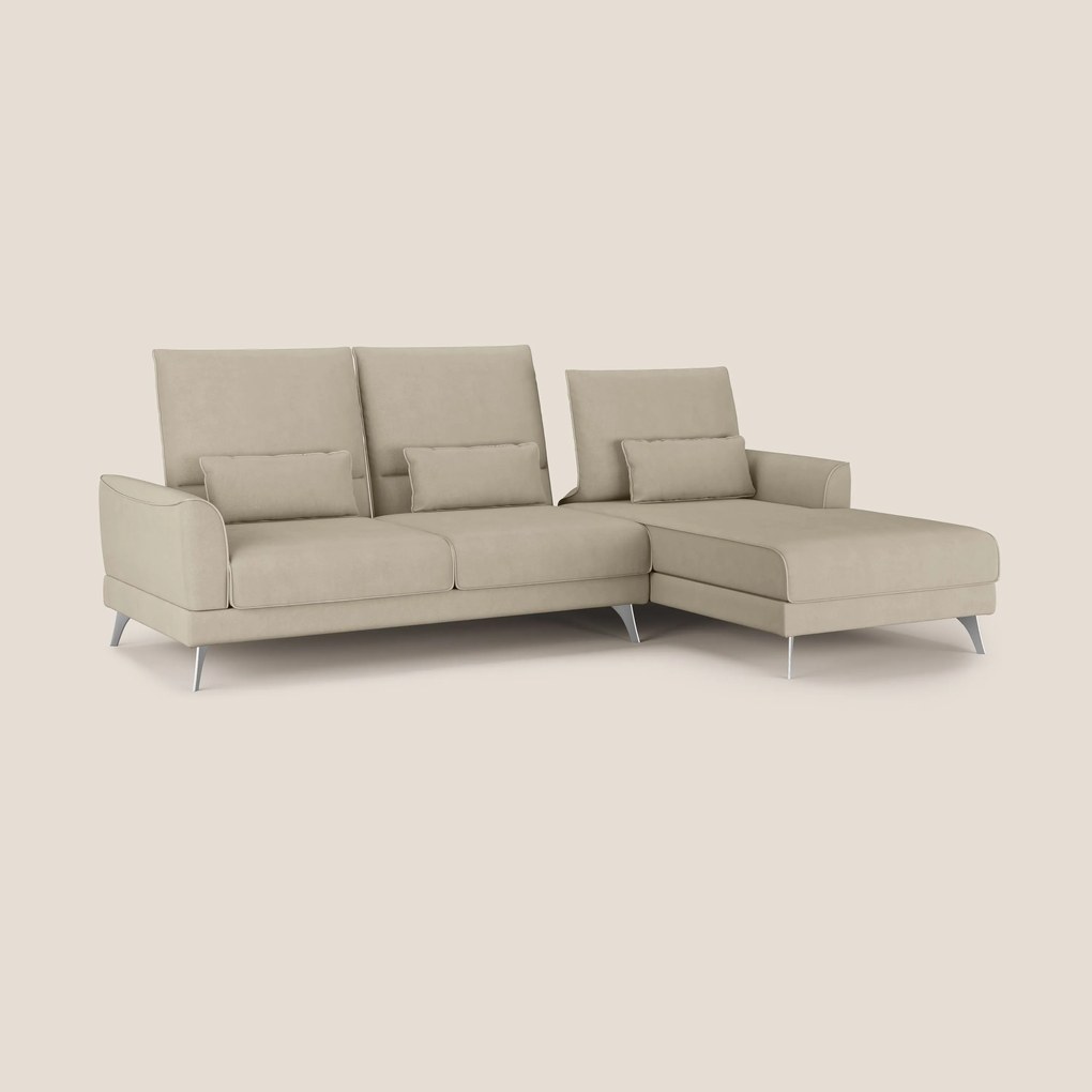 Tommy Divano angolare con relax e schienali traslanti in microfibra smacchiabile T11 tortora