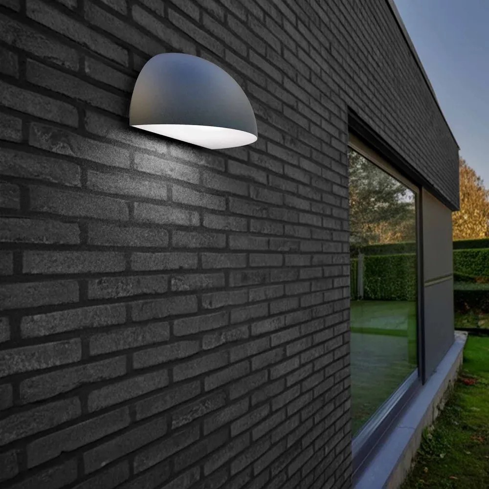 Applique Curva Monodirezionale con base E27, IP54 Grigia - Serie BRINA Base E27