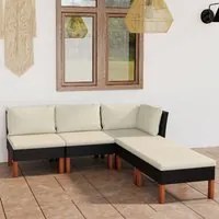 Set Divani da Giardino 5 pz con Cuscini in Polyrattan Nero cod mxl 40508