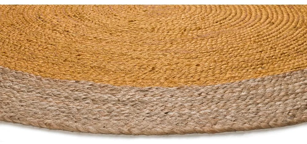 Tappeto rotondo color senape/di colore naturale in iuta ø 120 cm Mahon – Universal