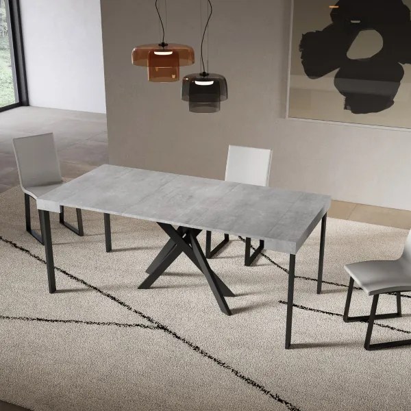 Consolle allungabile Libo Small - Cemento gambe antracite 90x40/196 cm