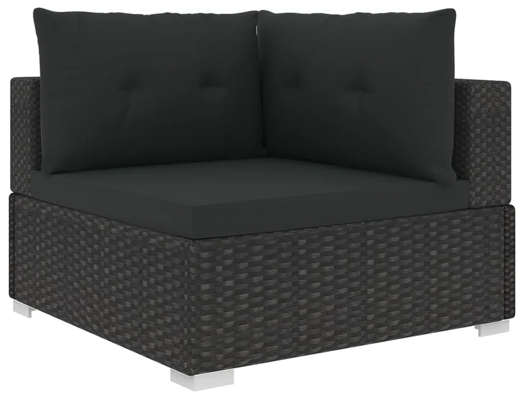 Set Divani da Giardino 10 pz con Cuscini in Polyrattan Nero