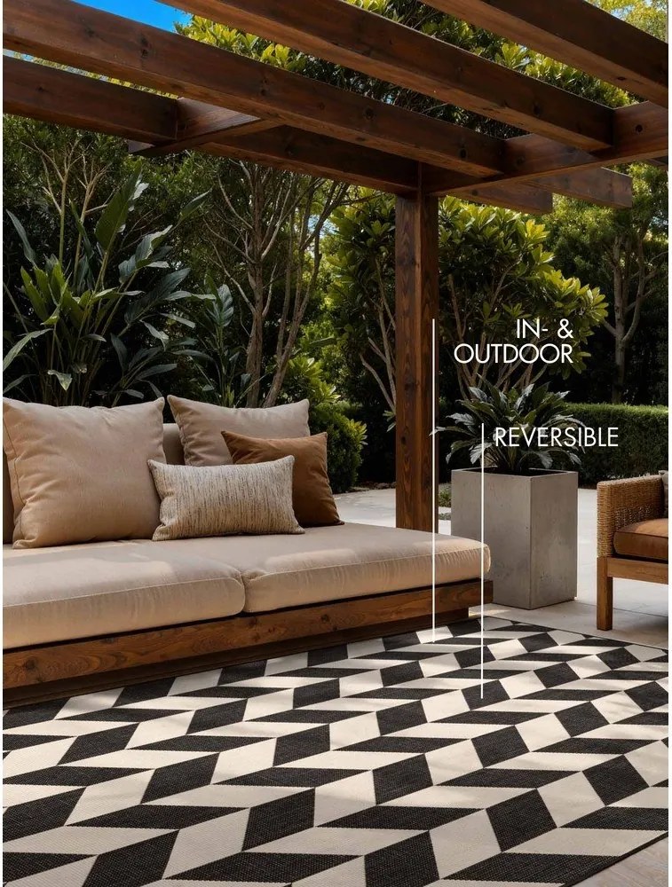 Tappeto da interno/esterno nero/color crema 120x170 cm Haringey Terrick – Ted Baker