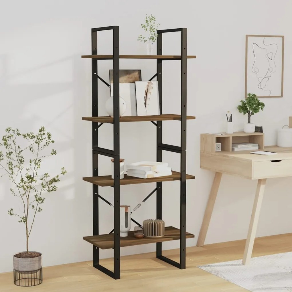 Libreria 4 Ripiani Rovere Marrone 60x30x140cm Legno Multistrato /