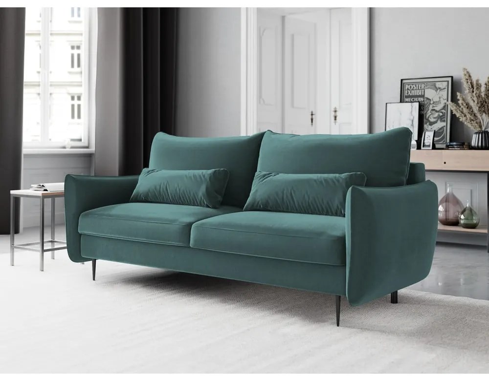 Divano letto verde petrolio con contenitore Vermont - Cosmopolitan Design