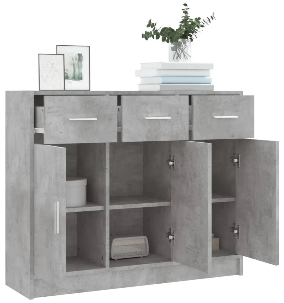 Credenza grigio cemento 91x28x75 cm in legno multistrato