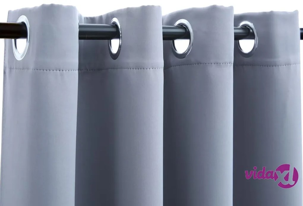 vidaXL Tende Oscuranti con Anelli in Metallo 2 pz Grigie 140x175 cm