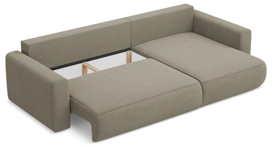 Divano angolare marrone chiaro allungabile/con contenitore (con penisola a destra/con chaise lounge) Kapua – Makamii