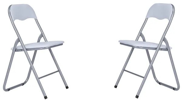Sedia in metallo pieghevole seduta ecopelle BIANCO SET 2 PEZZI