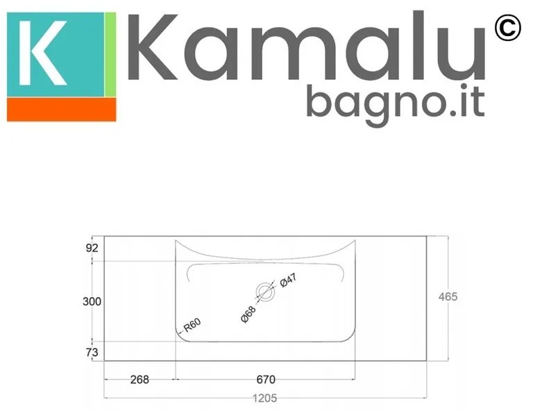 Kamalu - Lavabo da incasso per mobili 120.5cm nero opaco | KK-1205NEL