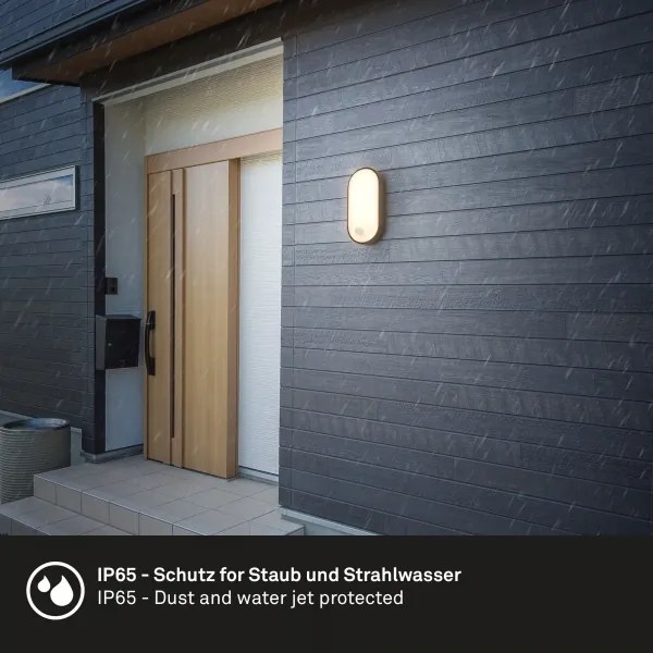 Brilo - Lampada da parete LED per esterni con sensore di movimento LED/12W/230V IP65 nera