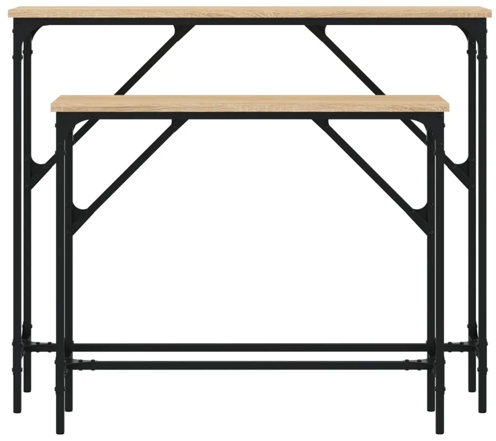 Tavolini consolle 2 pz rovere sonoma in legno multistrato