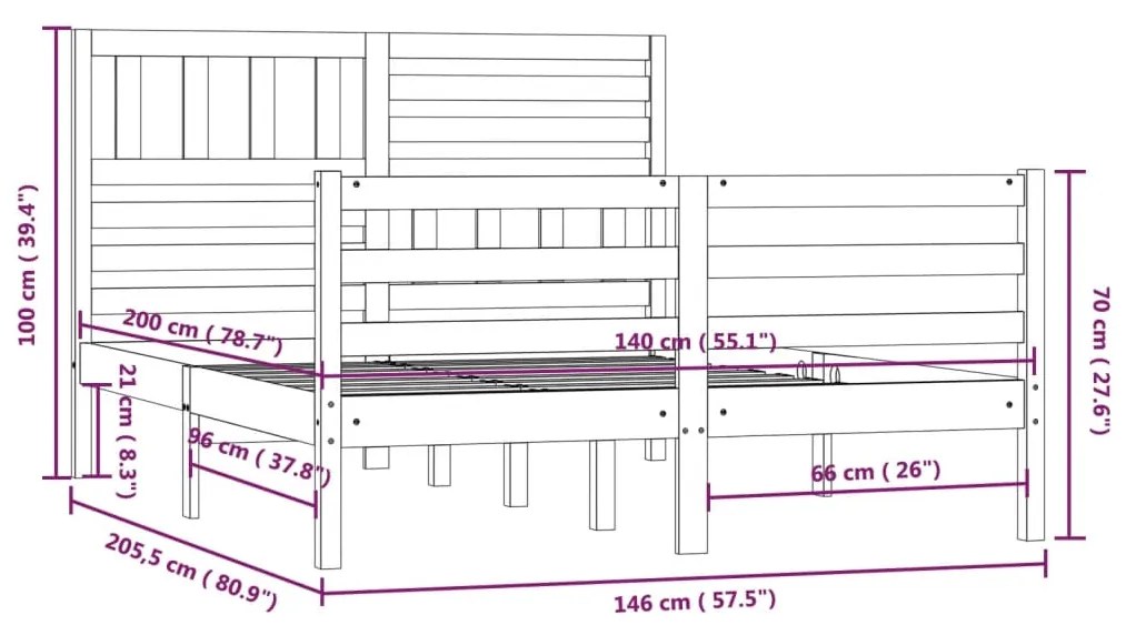 Giroletto Marrone Miele in Legno Massello 140 x 200 cm