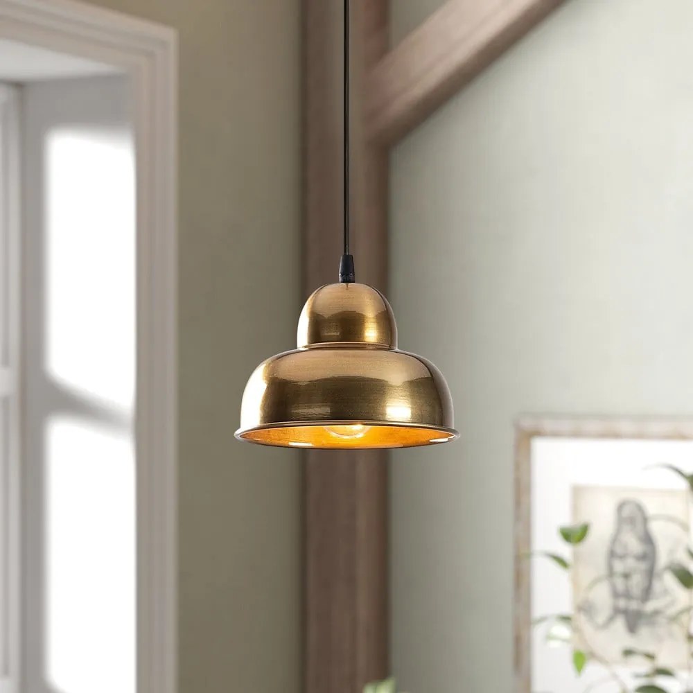 Lampadario dorato con paralume in metallo ø 20 cm Berceste – Opviq lights