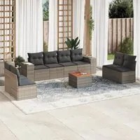 Set Divano da Giardino 9 pz con Cuscini Grigio in Polyrattan 3225409