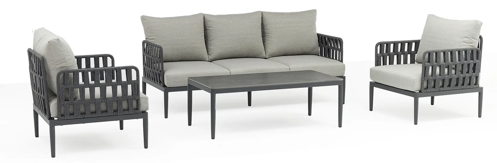CASCADA - salotto outdoor con struttura in alluminio grigio chiaro, antracite o naturale